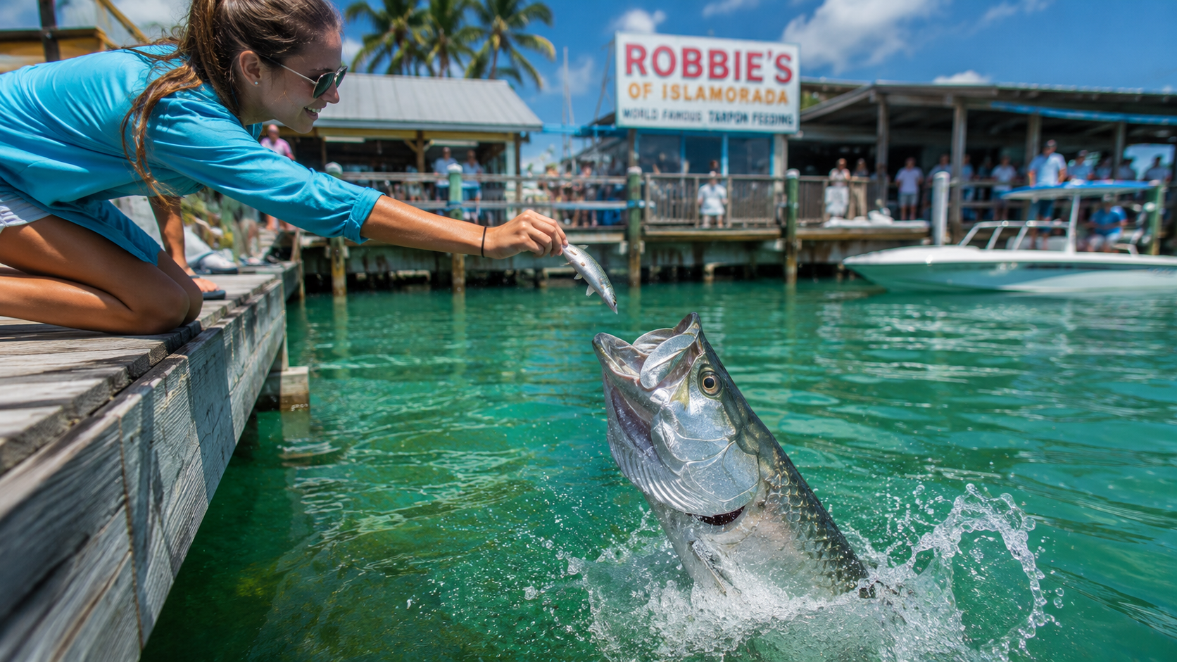 Tarpon feeding at Robbie's marina